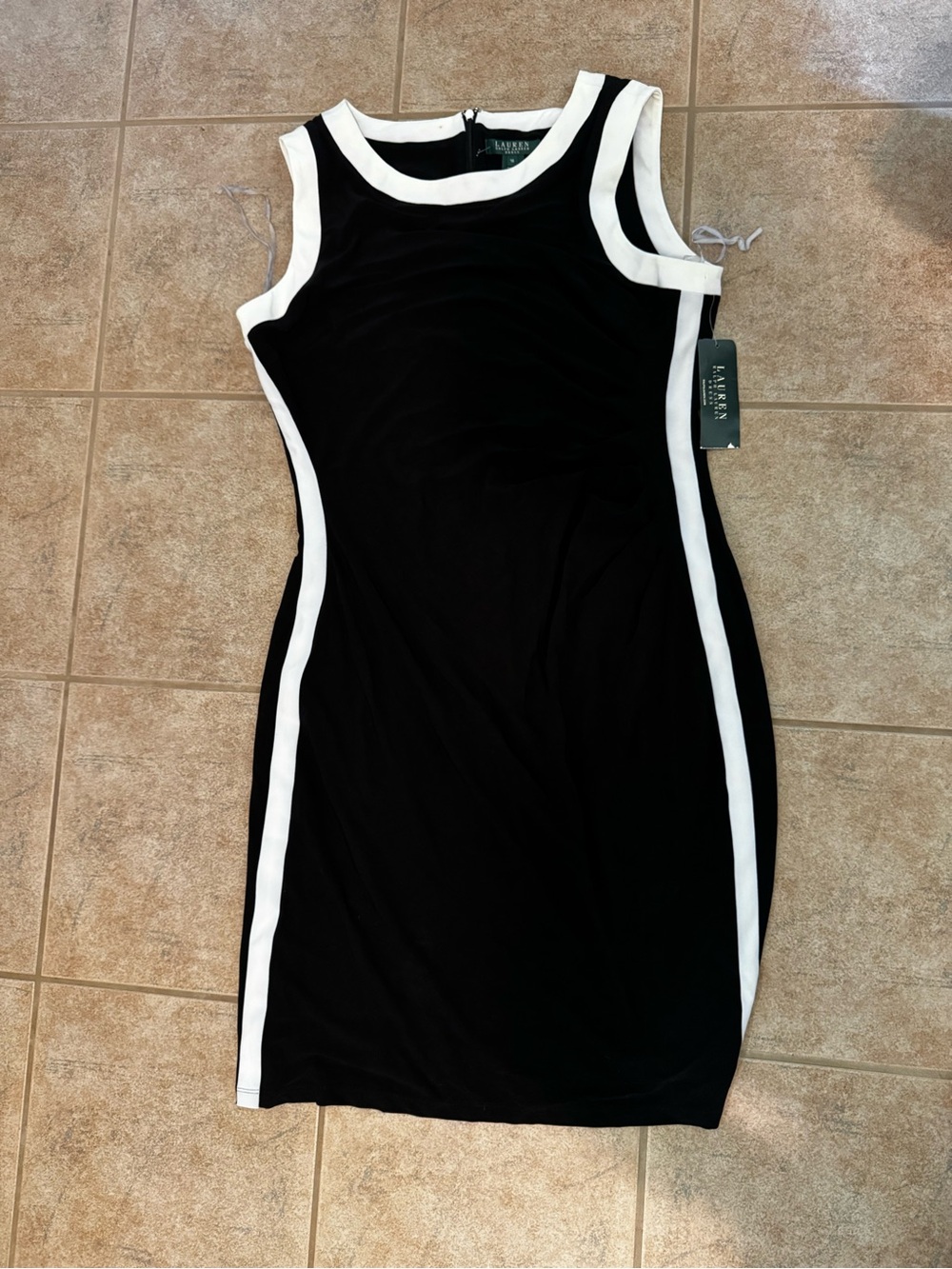 Lauren Ralph Lauren Black Mini Dress with White Piping